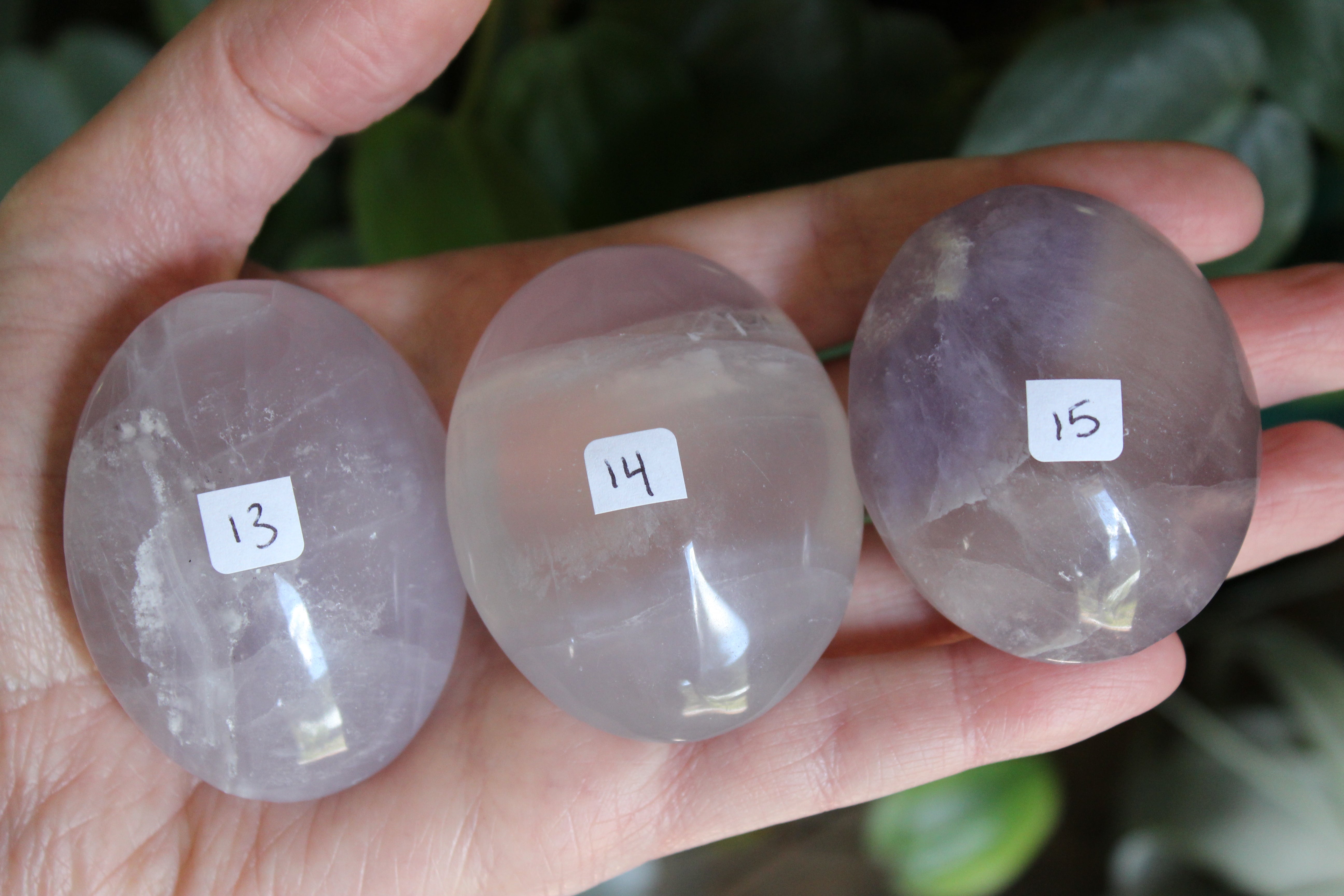 Yttrium lavender fluorite pocket stone