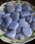 Blue lace agate tumbled stone