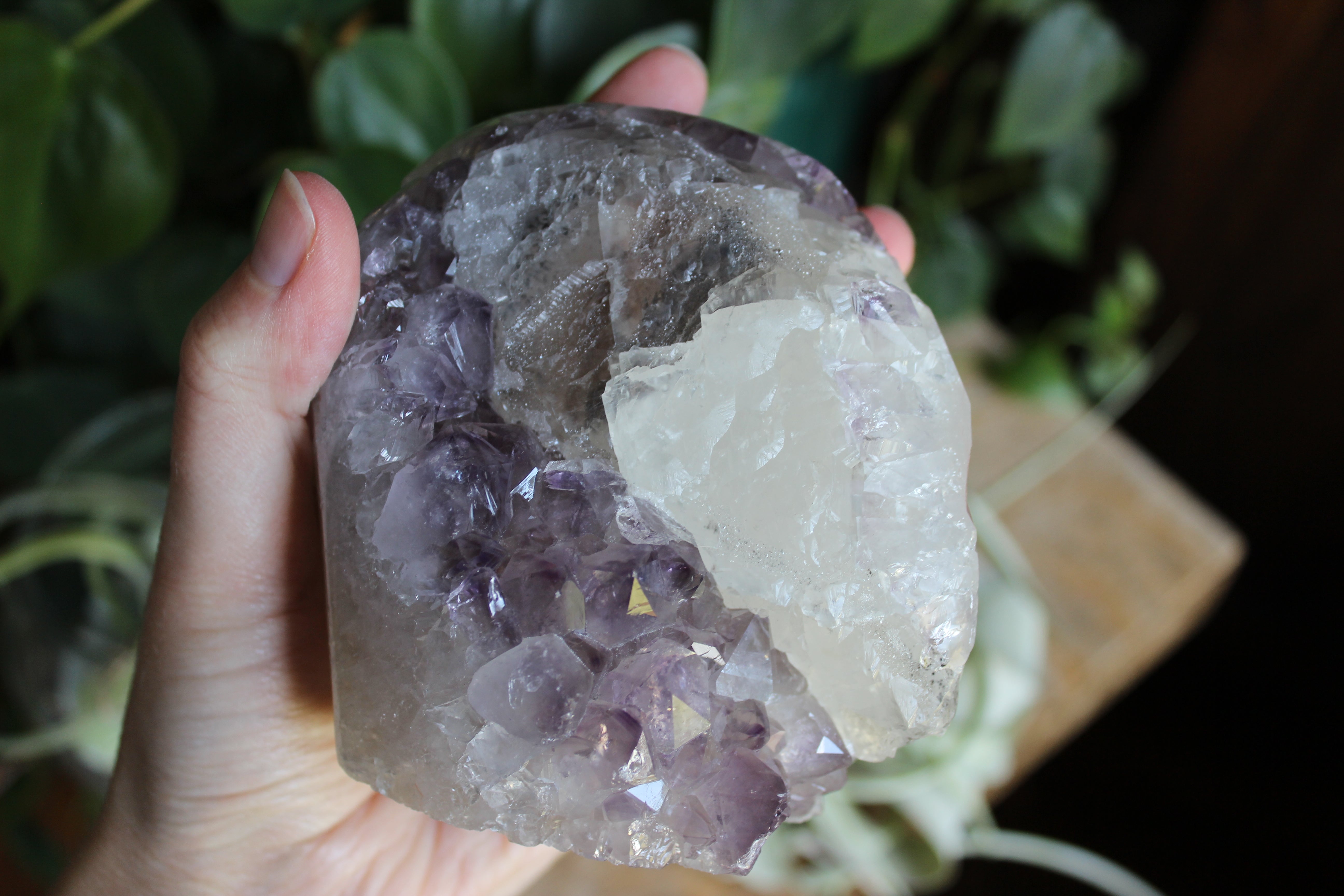 Amethyst cut base with calcite 6