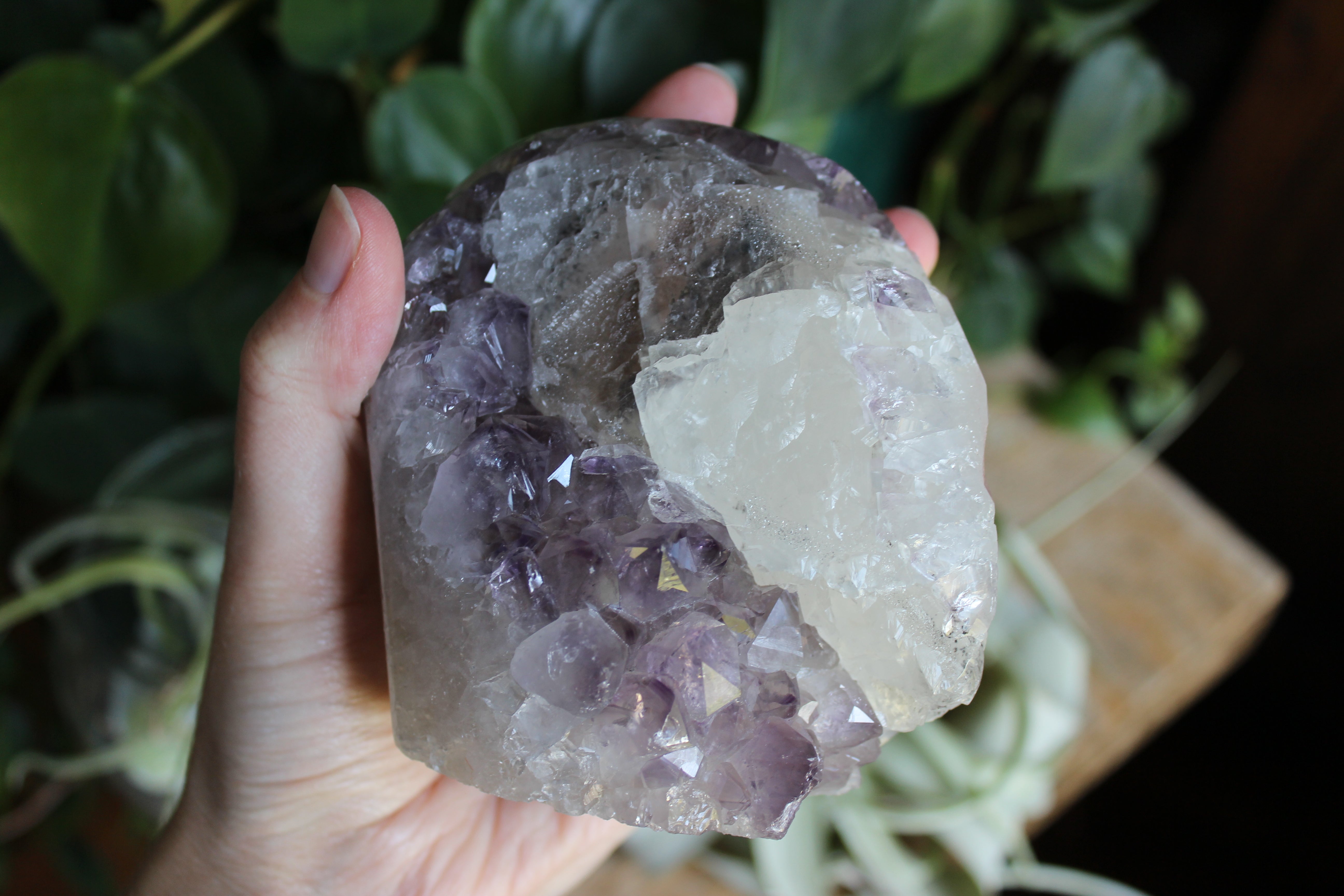Amethyst cut base with calcite 6