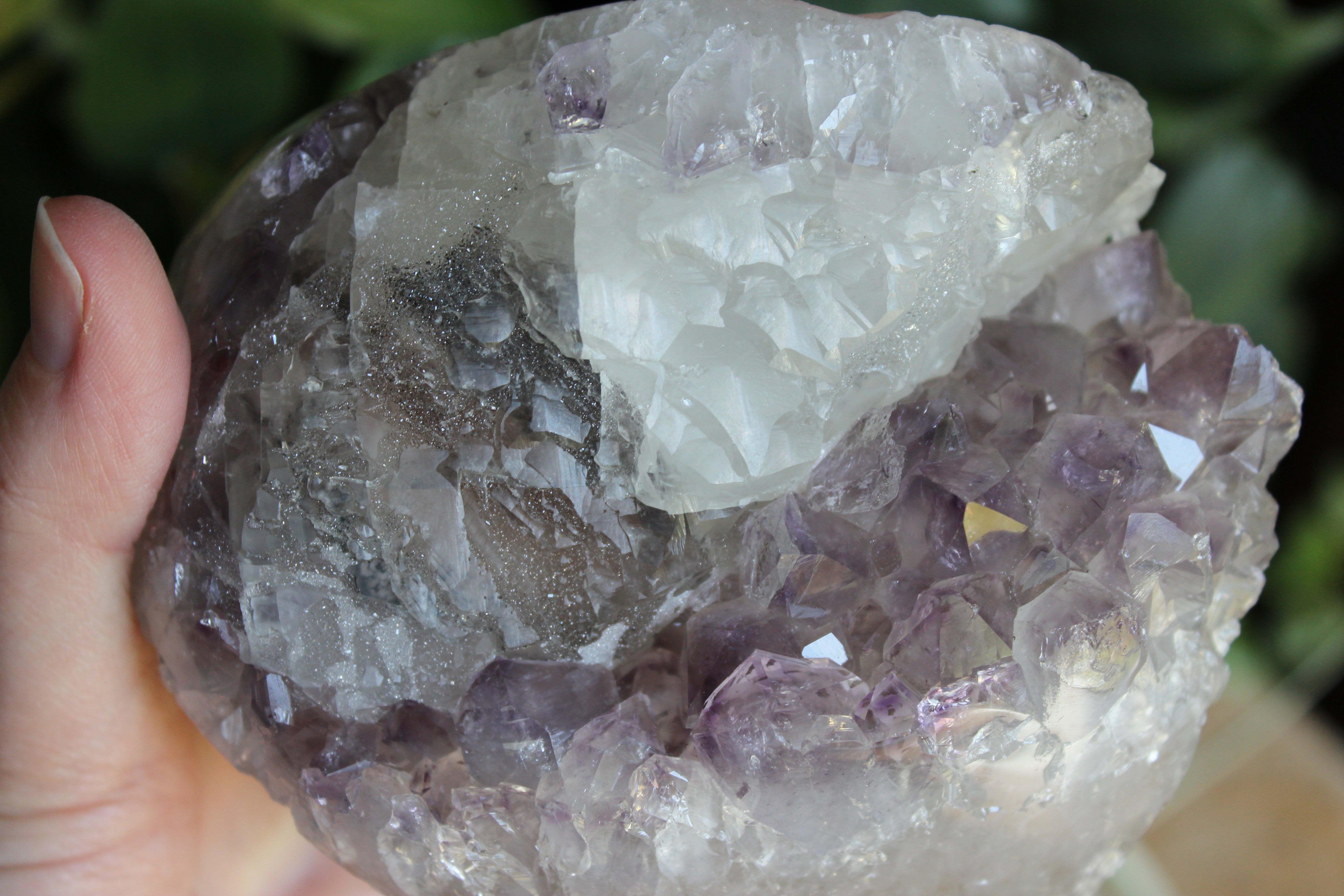 Amethyst cut base with calcite 6
