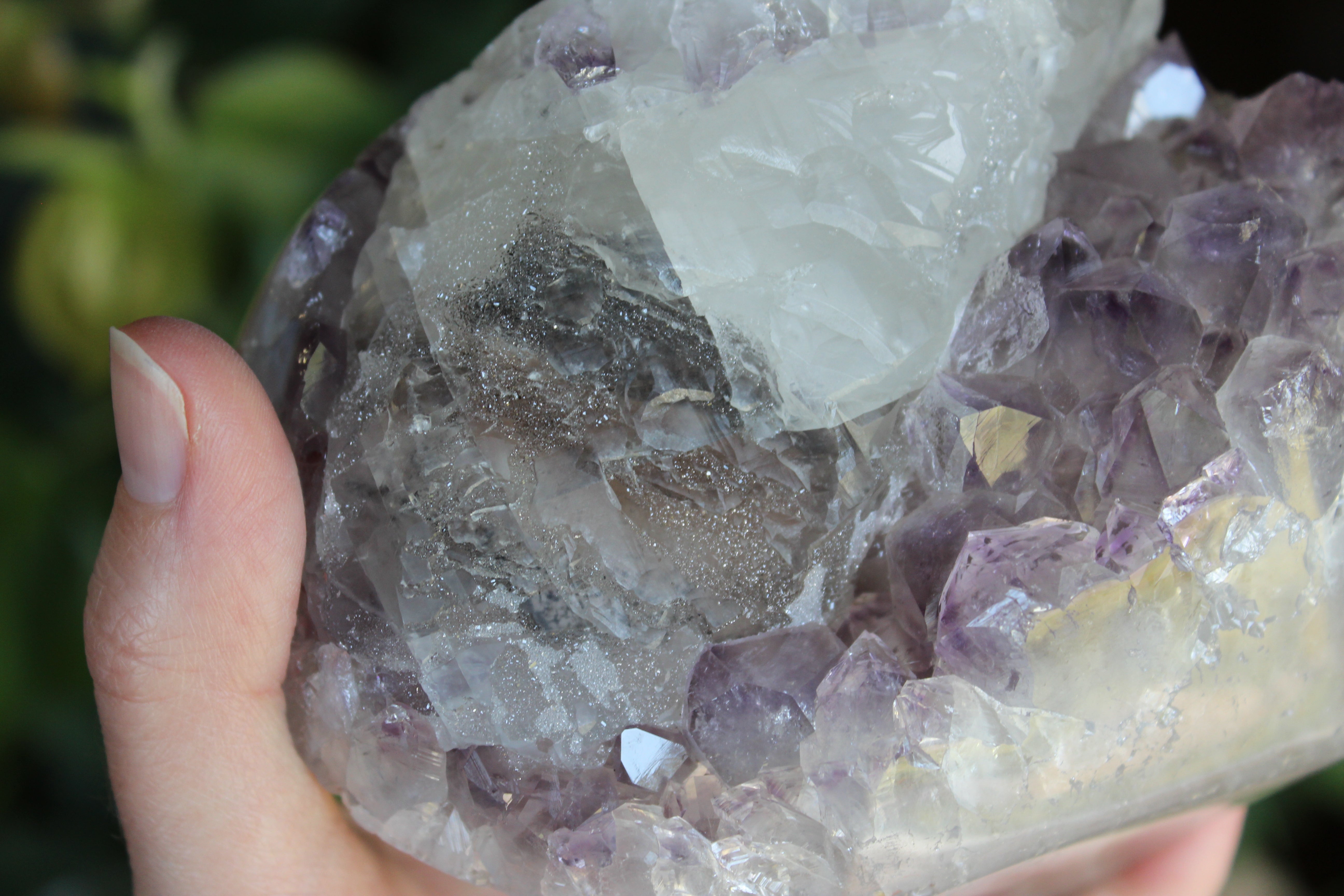 Amethyst cut base with calcite 6