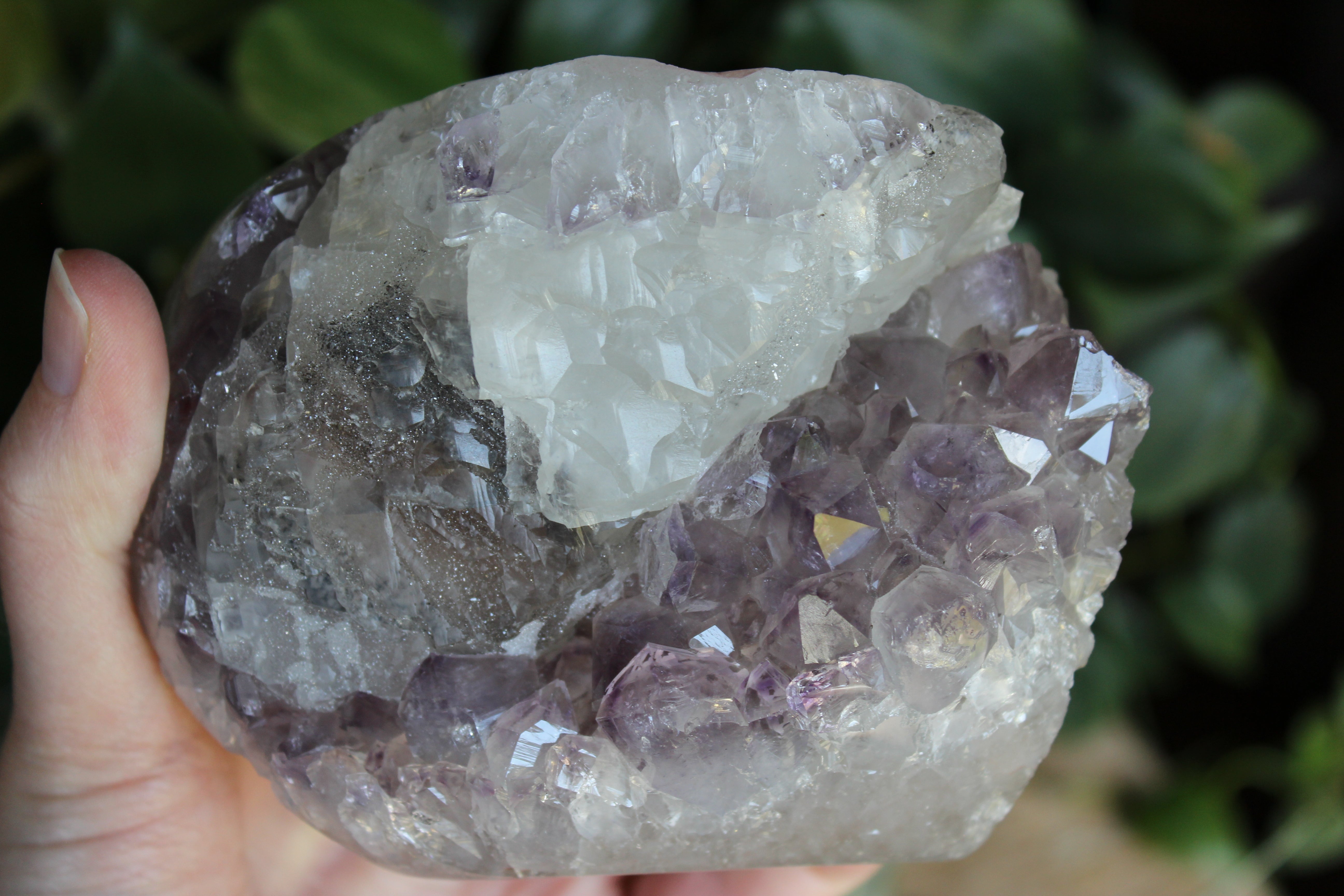 Amethyst cut base with calcite 6