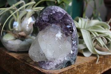 Amethyst cut base with calcite 7