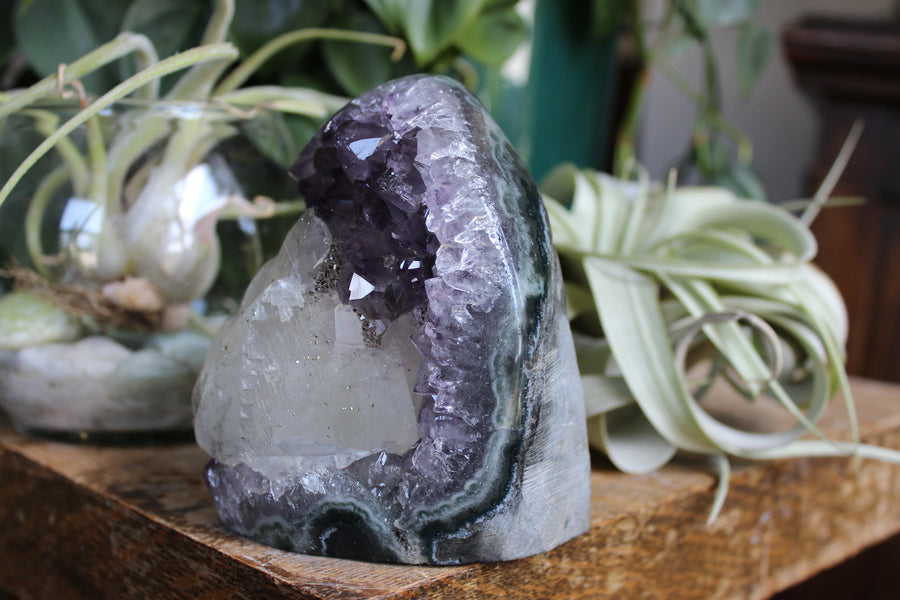 Amethyst cut base with calcite 7