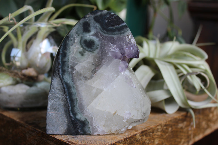 Amethyst cut base with calcite 7