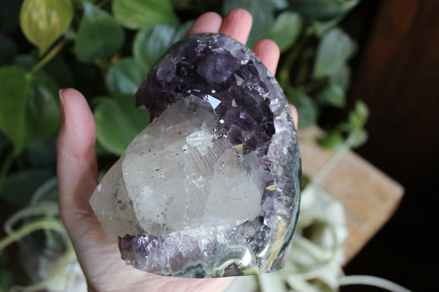 Amethyst cut base with calcite 7