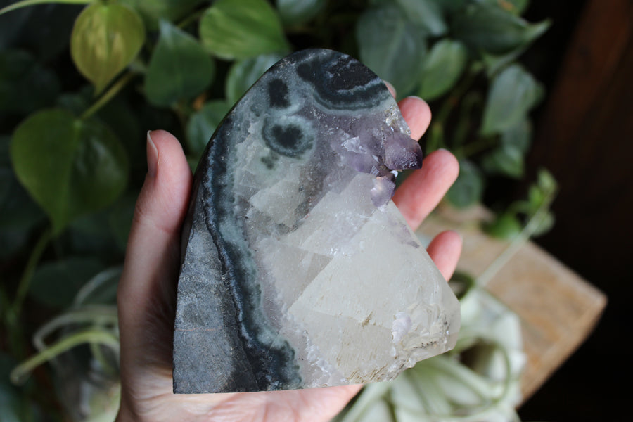 Amethyst cut base with calcite 7