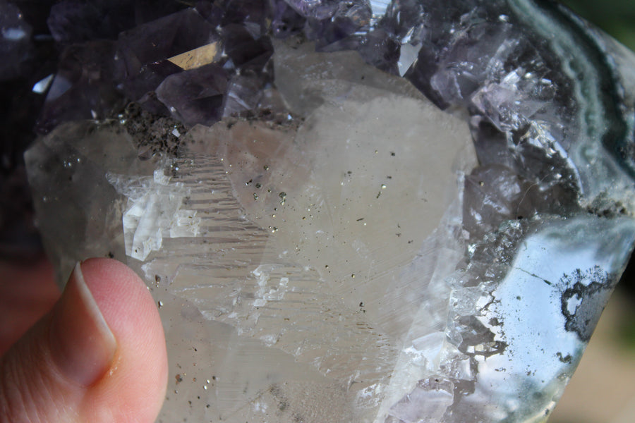 Amethyst cut base with calcite 7