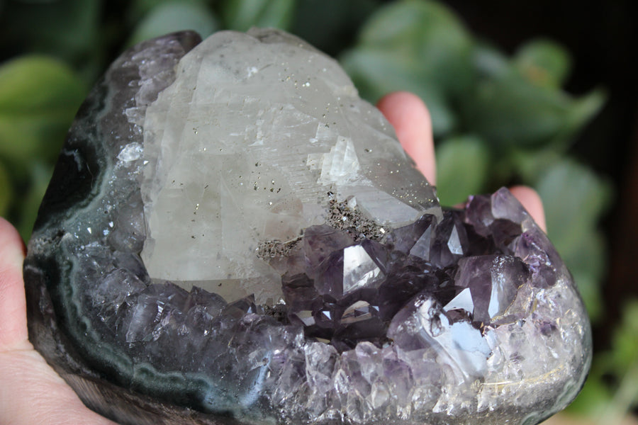 Amethyst cut base with calcite 7