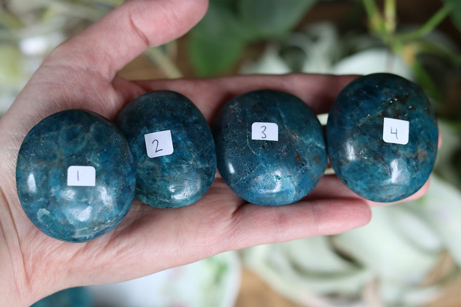 Blue apatite pocket stone
