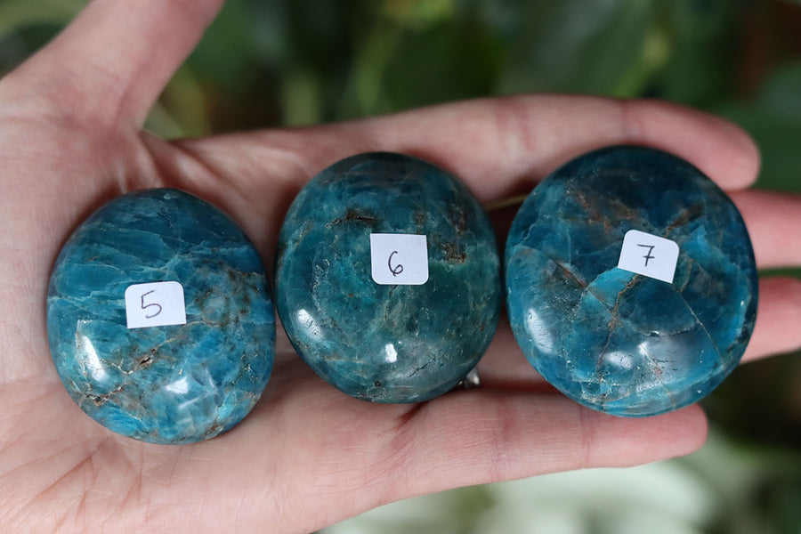 Blue apatite pocket stone