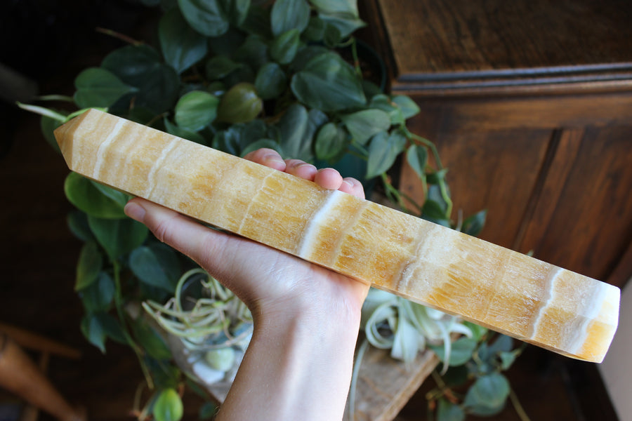 Large banded orange calcite tower 2