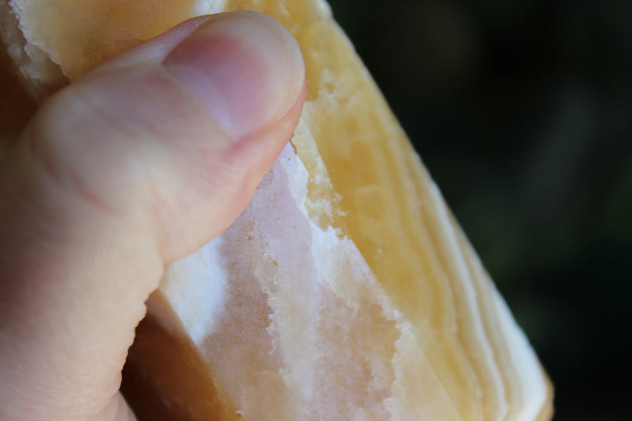 Large banded orange calcite tower 3