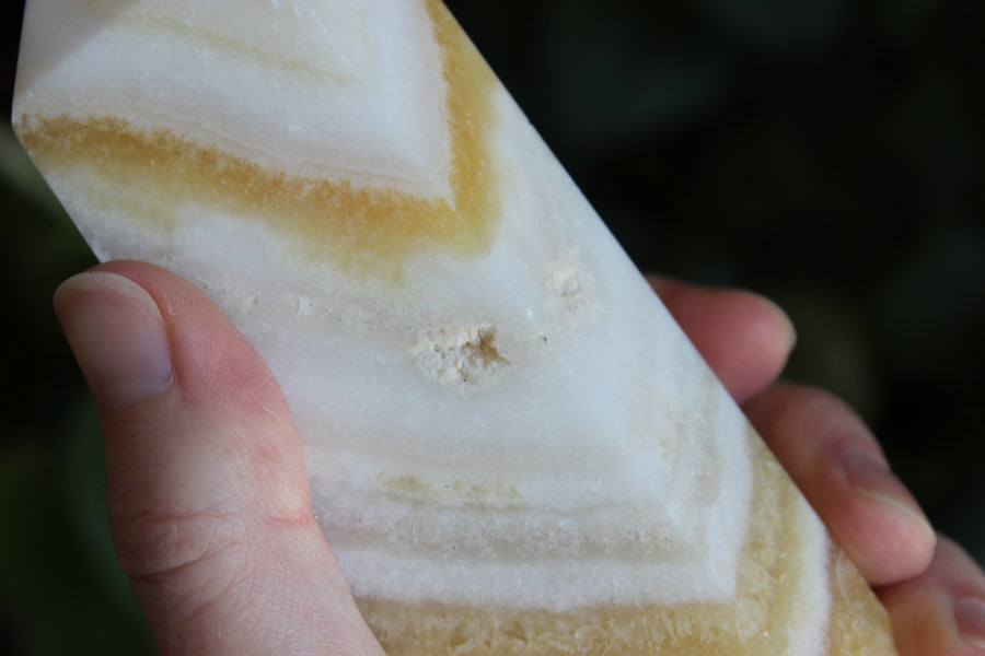 Large banded orange calcite tower 3
