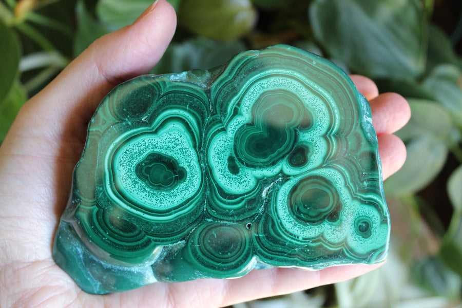 Semi polished malachite slab 15