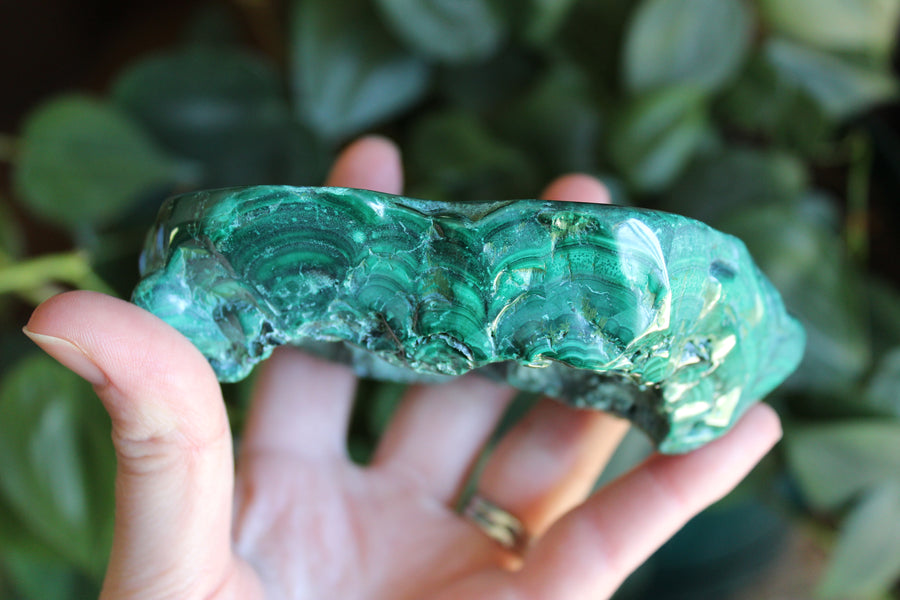 Semi polished malachite slab 15