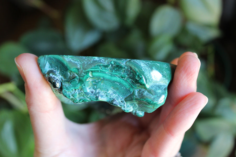 Semi polished malachite slab 15