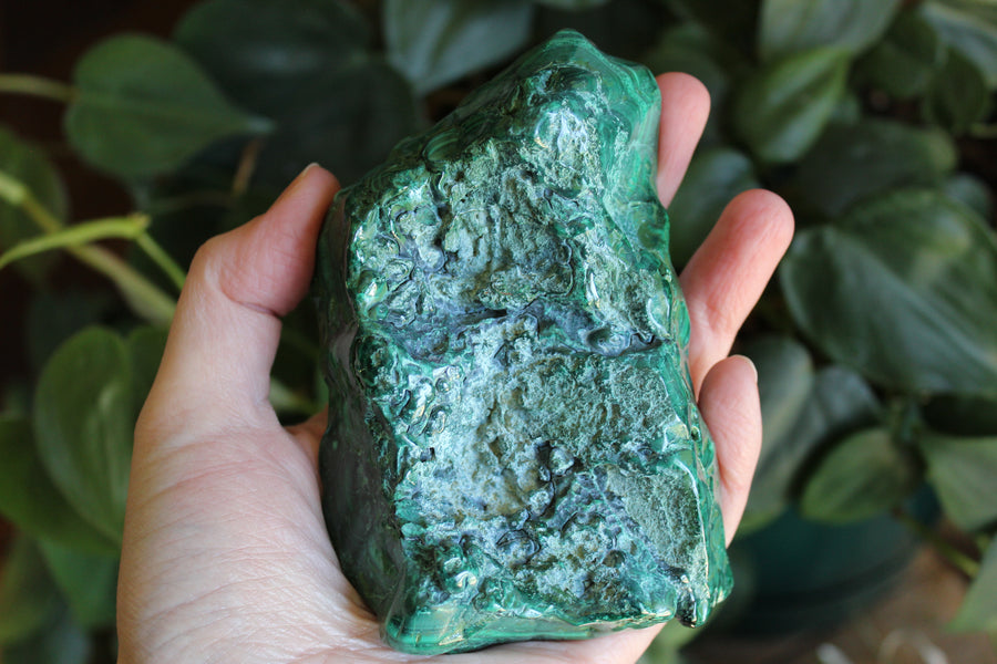 Semi polished malachite slab 15