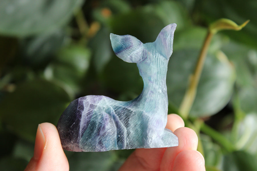 Hand carved fluorite deer 1