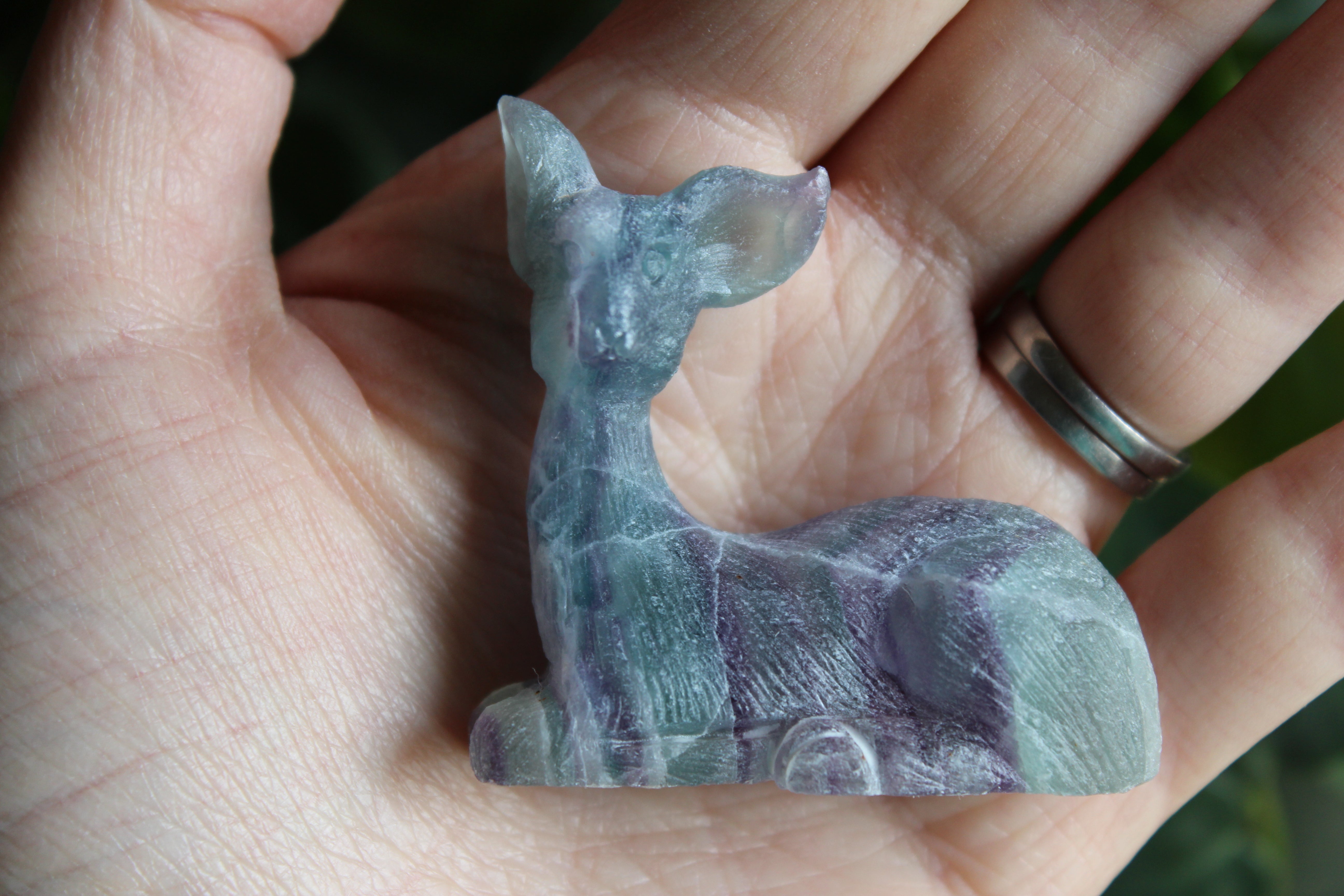 Hand carved fluorite deer 3
