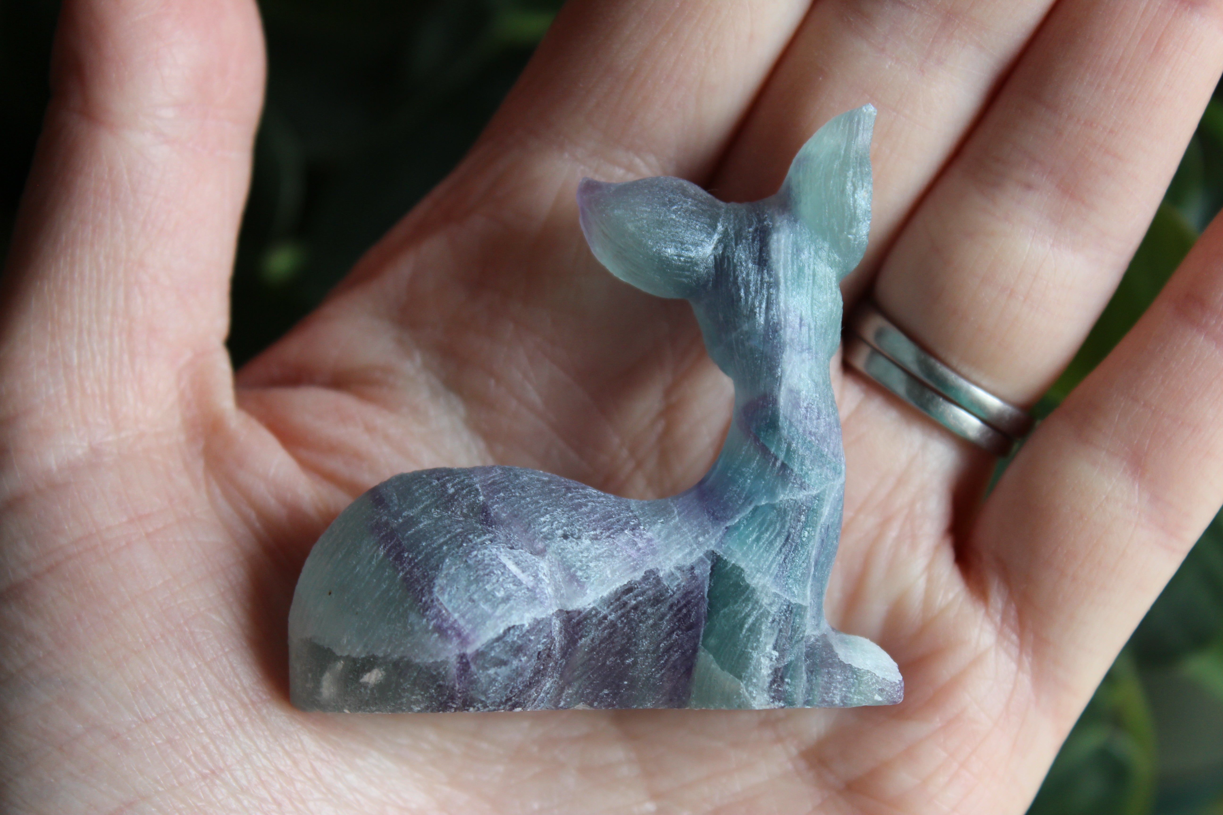 Hand carved fluorite deer 3