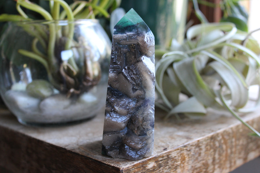 Semi polished fluorite tower 1