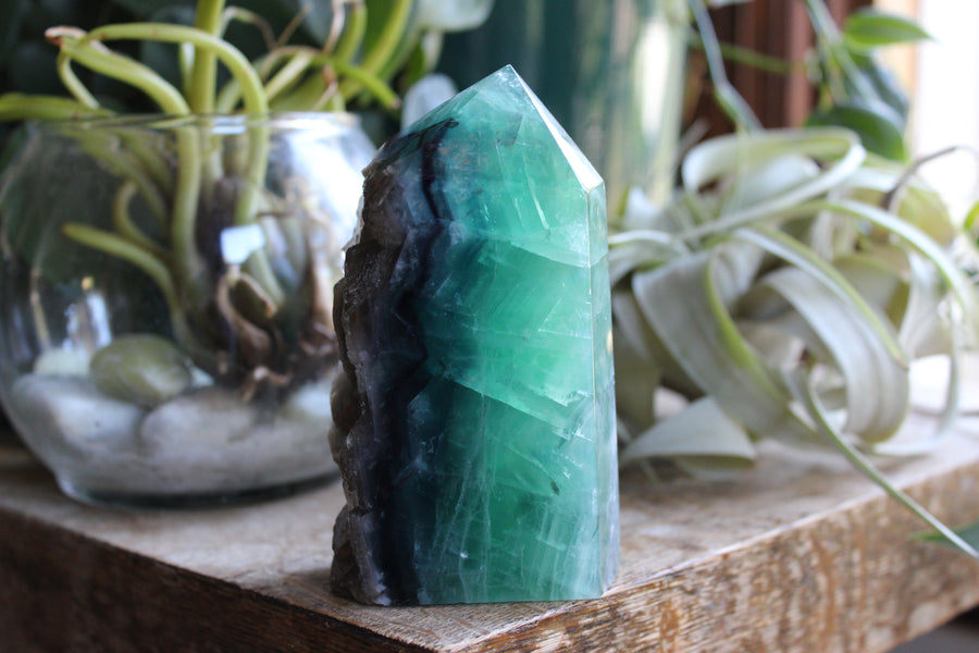 Semi polished fluorite tower 1