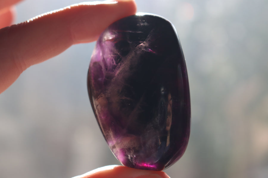 Large rainbow fluorite tumbled stone 3