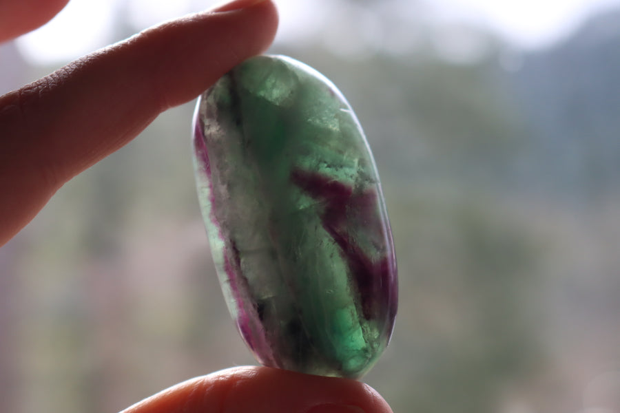 Large rainbow fluorite tumbled stone 9