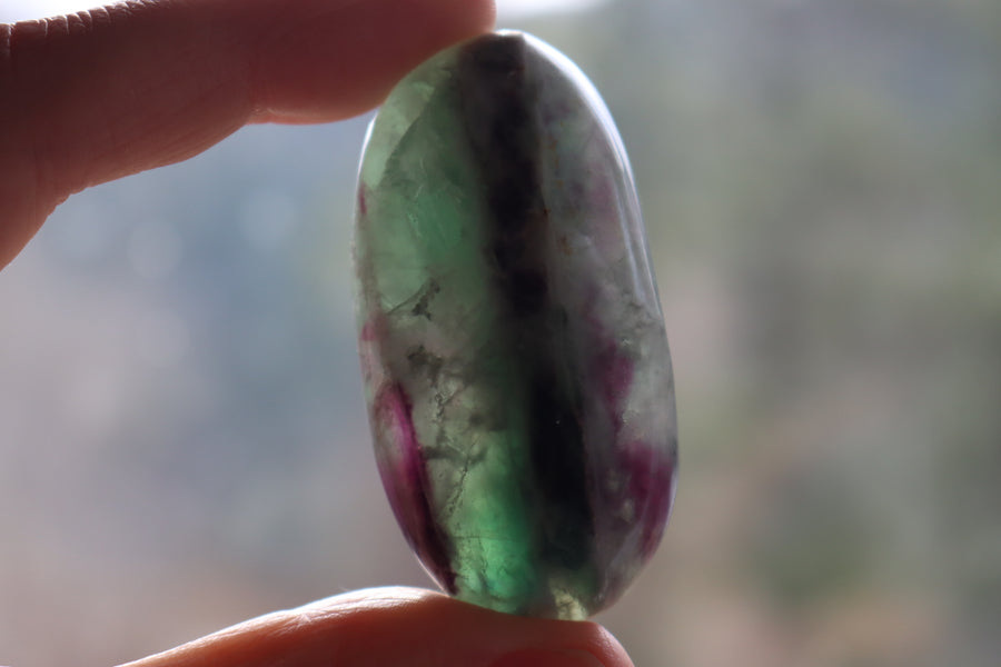 Large rainbow fluorite tumbled stone 9