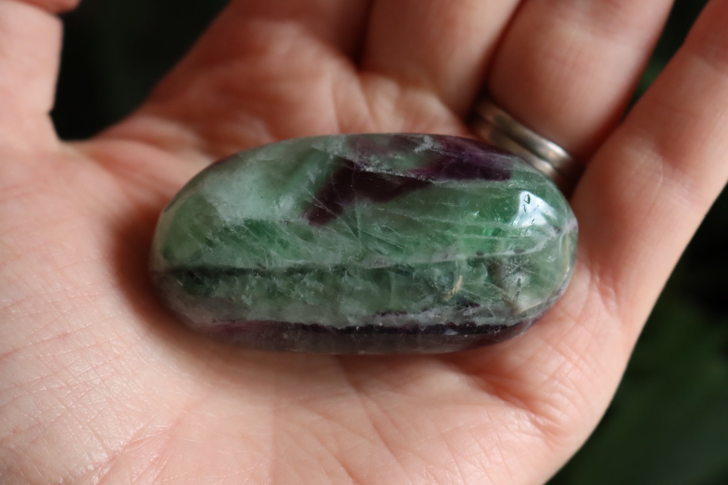 Large rainbow fluorite tumbled stone 9