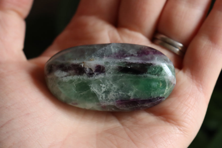 Large rainbow fluorite tumbled stone 9