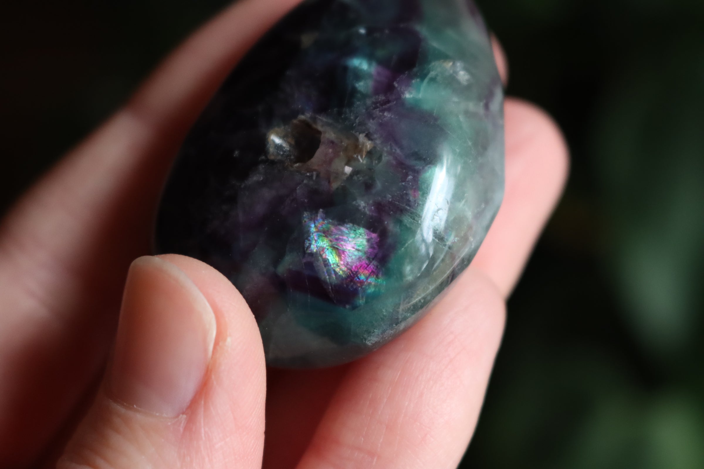 Large rainbow fluorite tumbled stone 10