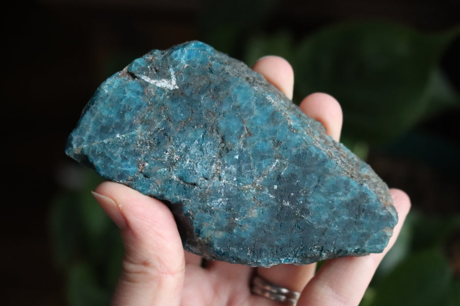 Semi polished blue apatite slab 1