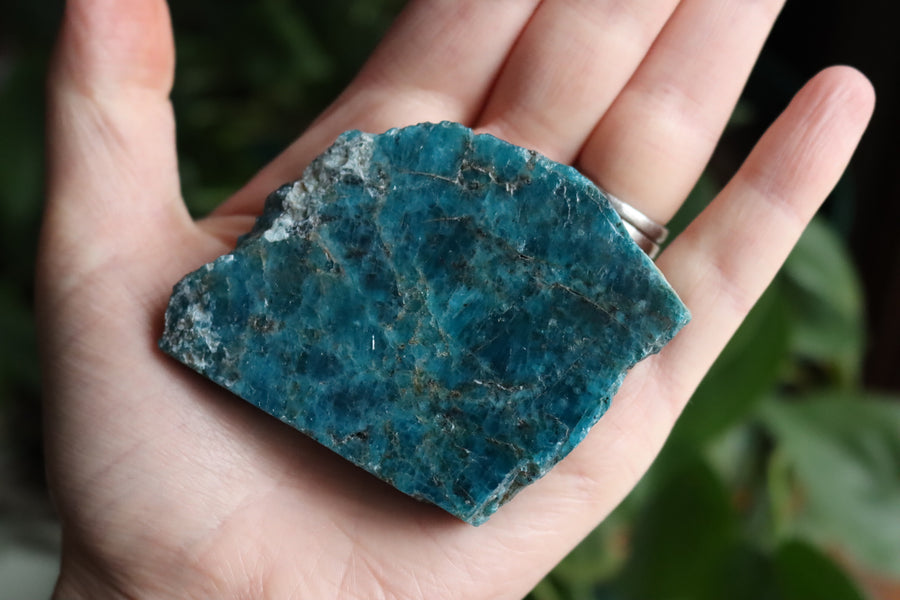Semi polished blue apatite slab 3
