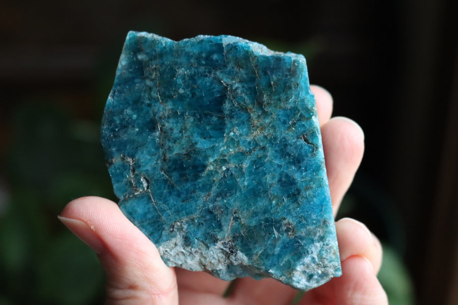 Semi polished blue apatite slab 3