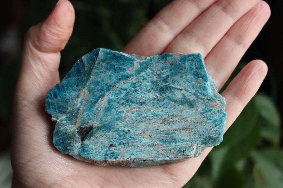 Semi polished blue apatite slab 4