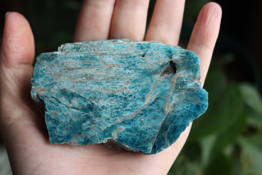 Semi polished blue apatite slab 4