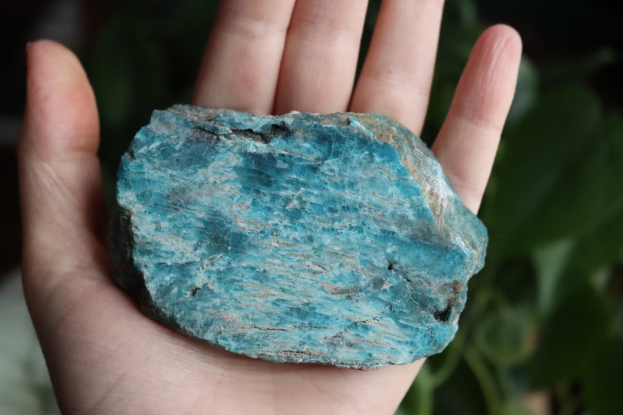 Semi polished blue apatite slab 4