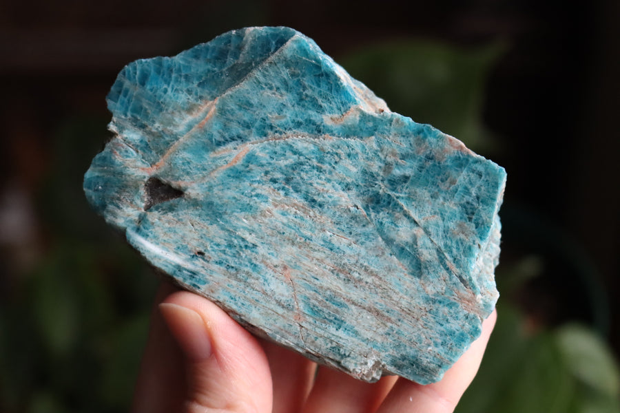 Semi polished blue apatite slab 4