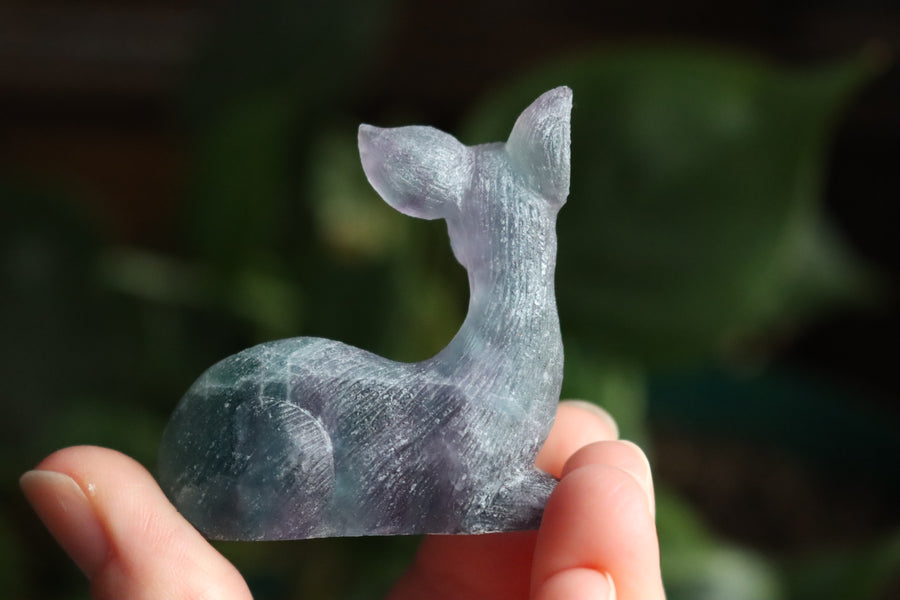 Hand carved rainbow fluorite deer 4