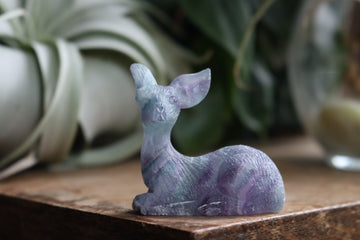 Hand carved rainbow fluorite deer 5