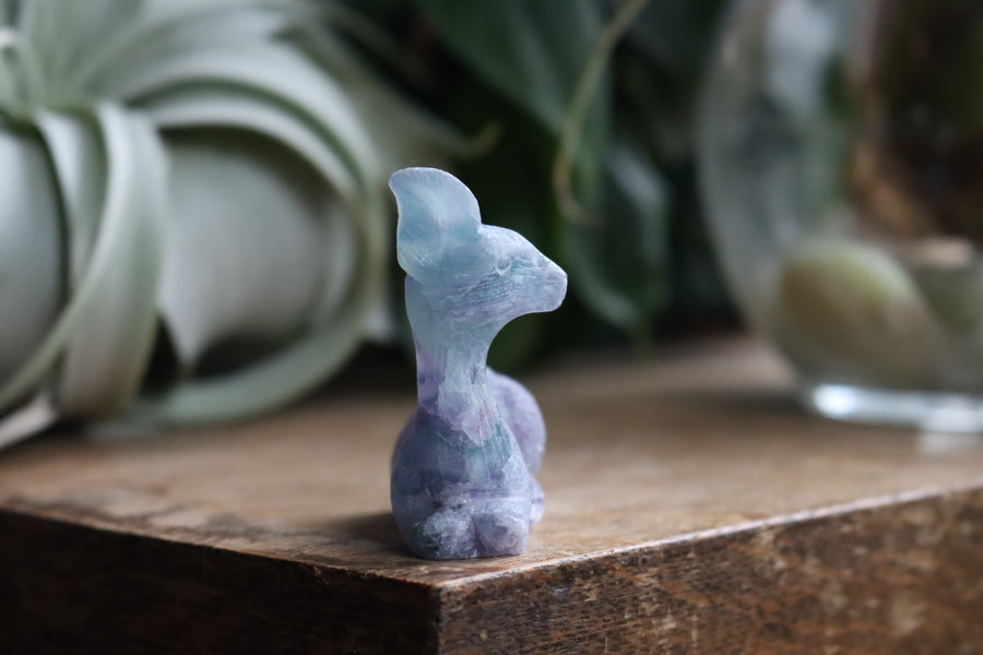 Hand carved rainbow fluorite deer 5