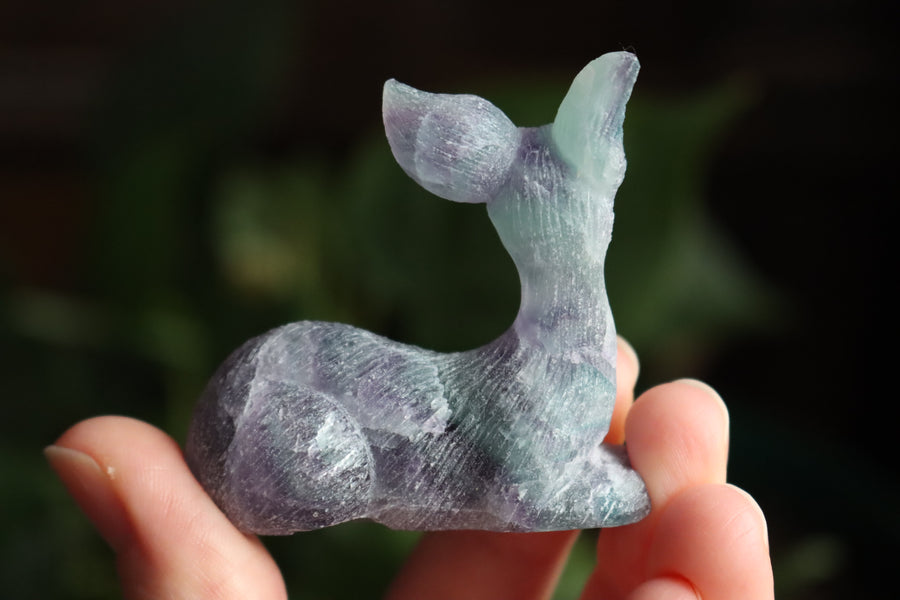 Hand carved rainbow fluorite deer 5