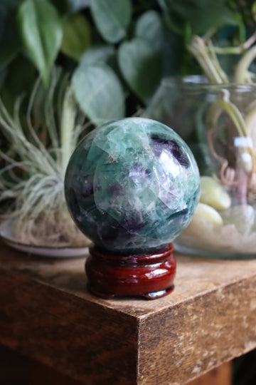 Rainbow fluorite sphere 3