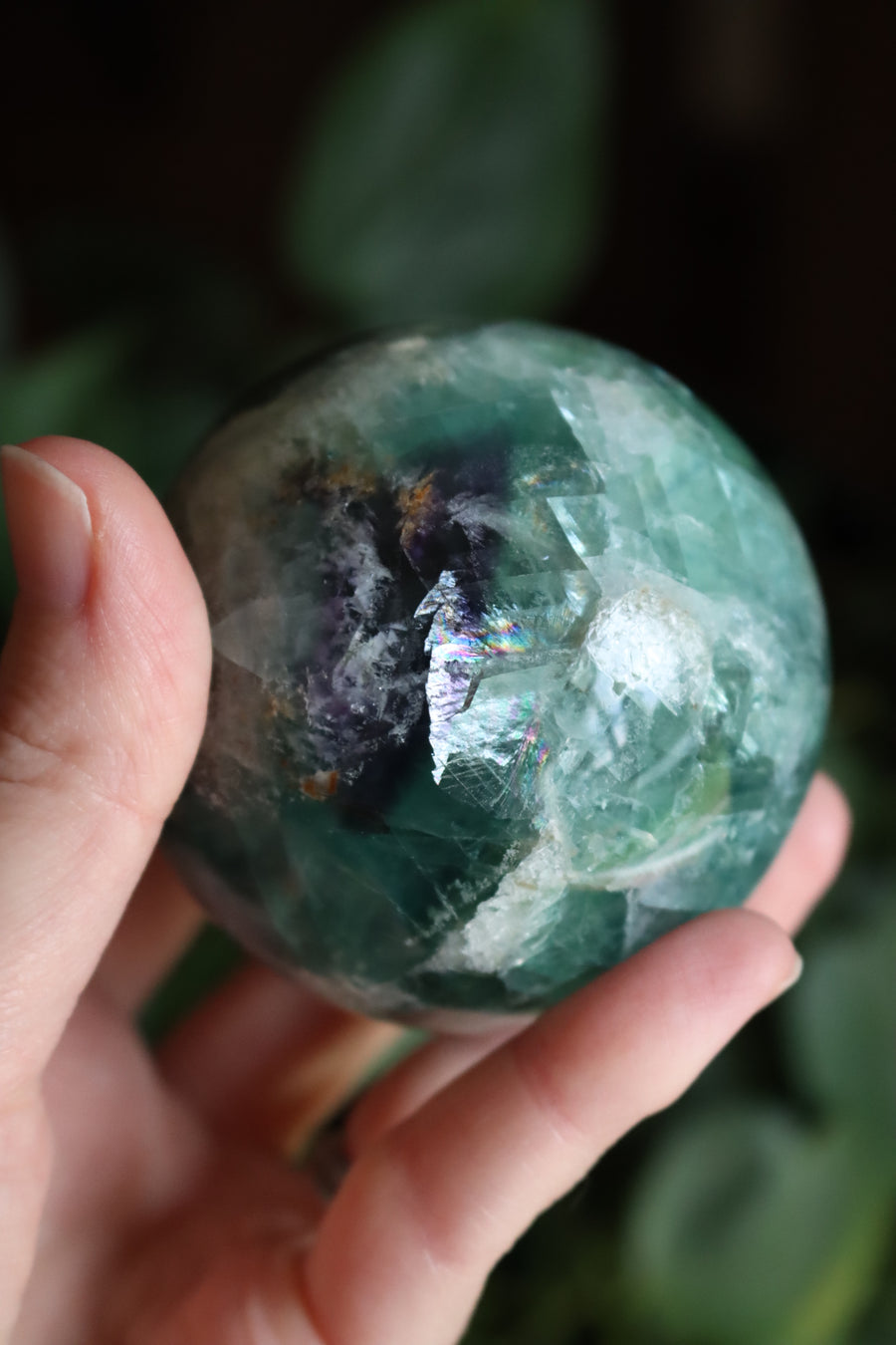 Rainbow fluorite sphere 3