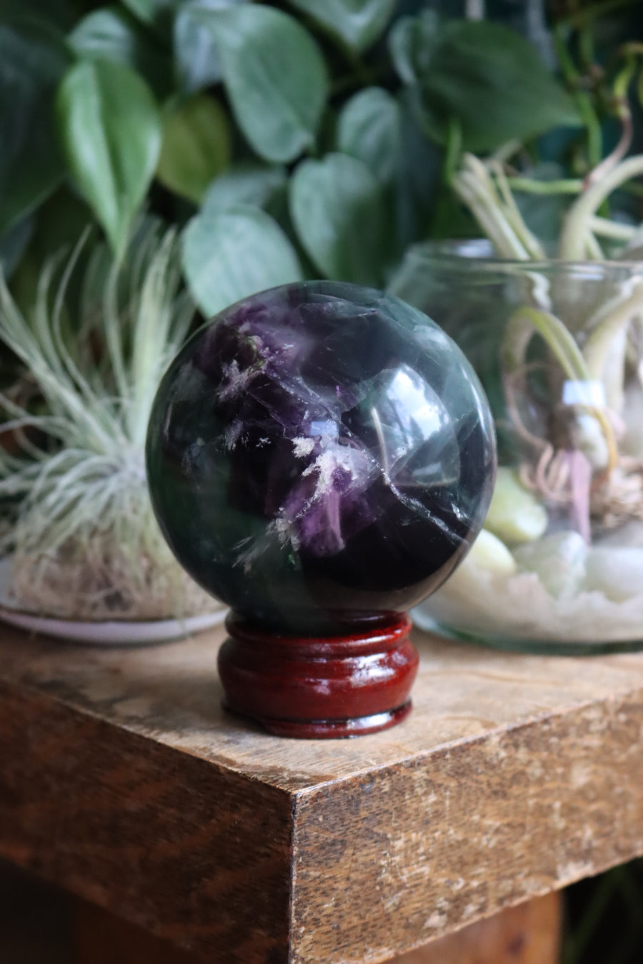 Fluorite sphere with calcite snowflakes 4