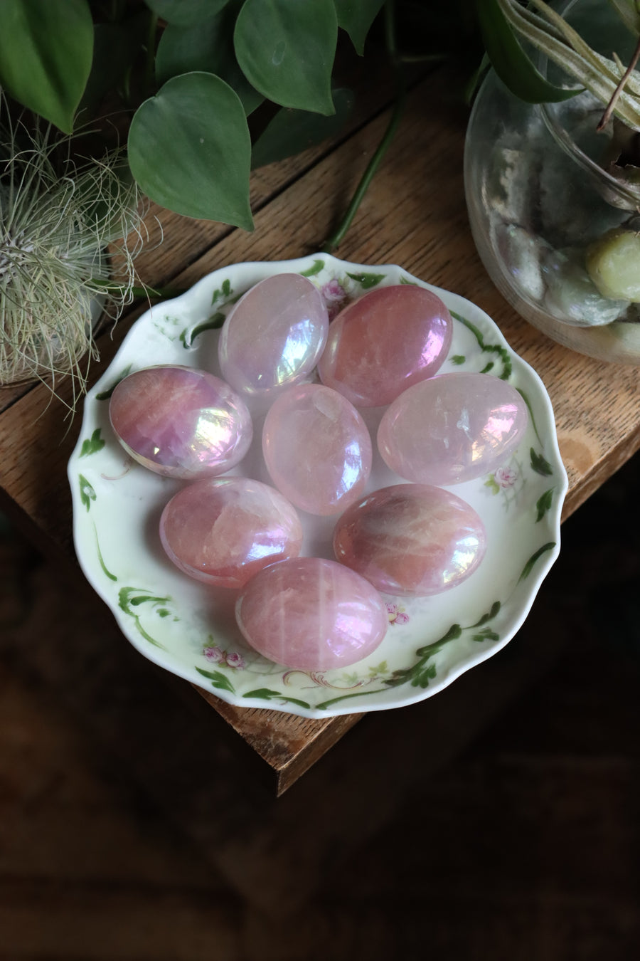 Aura rose quartz pocket stone