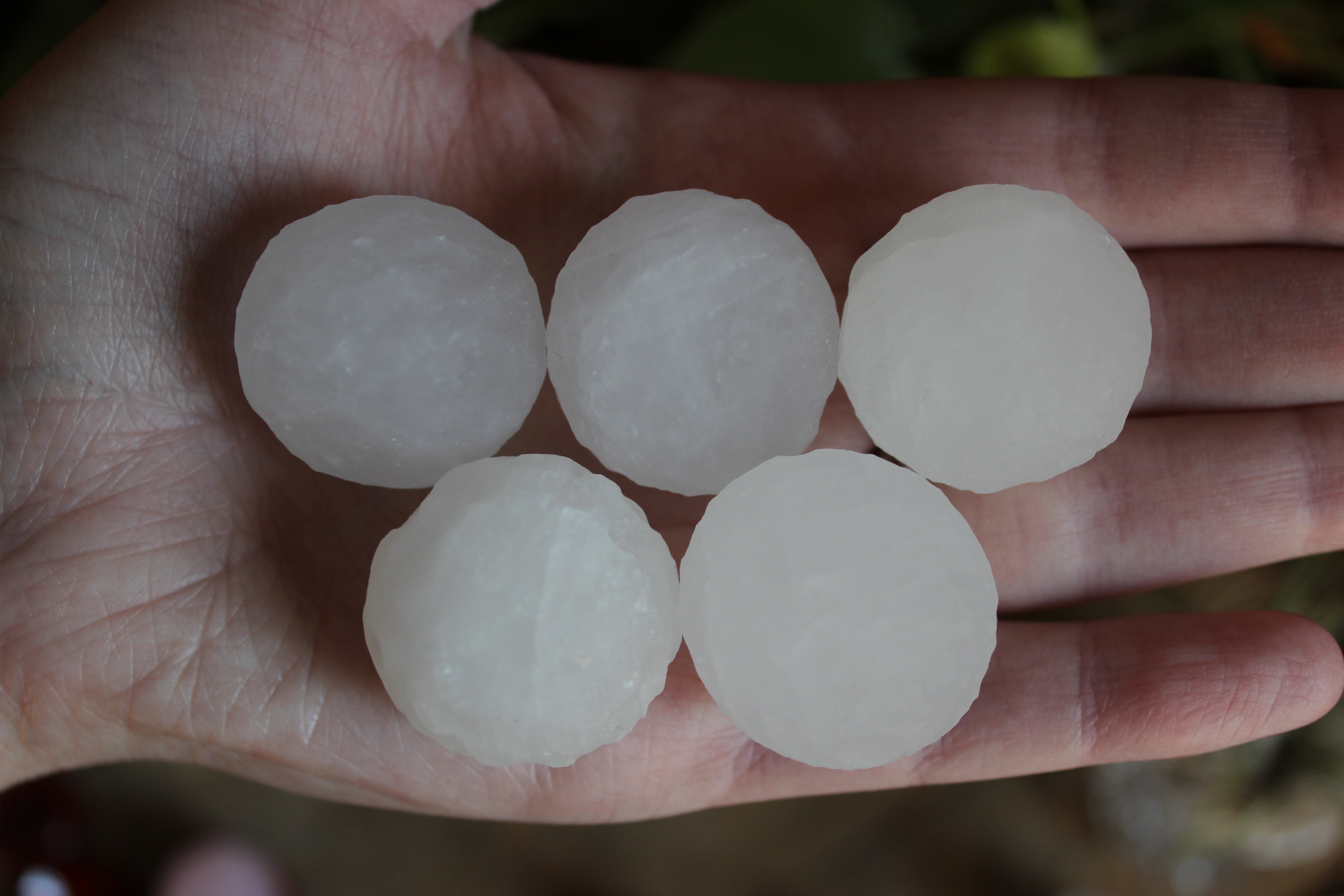 Rose, clear, and smoky quartz moon sphere